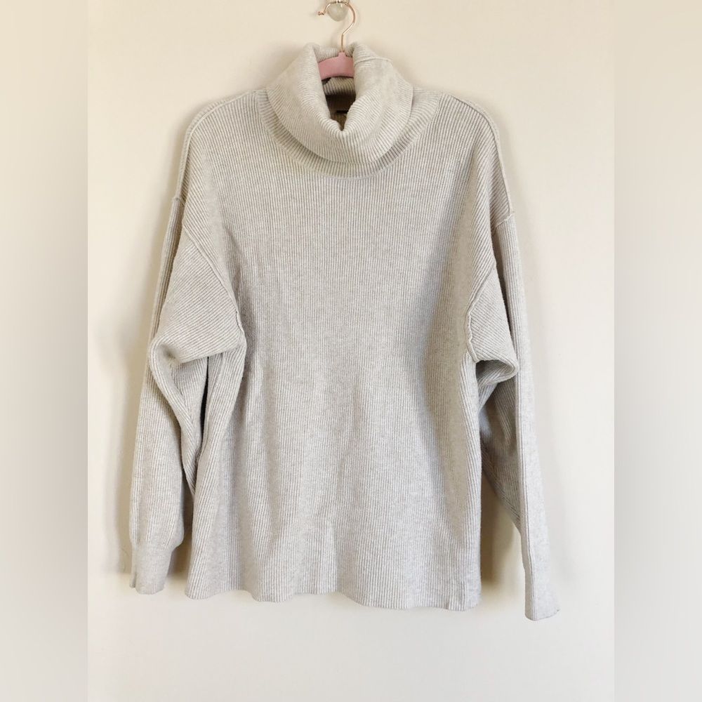 Free People Cream Oatmeal Ribbed Turtleneck Sweater Size Small
